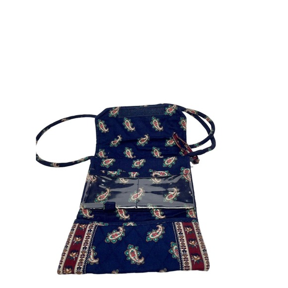VERA BRADLEY VINTAGE PAISLEY PATTERN Blue With Red Crossbody - Picture 3 of 5